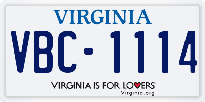 VA license plate VBC1114