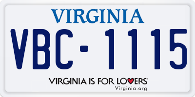 VA license plate VBC1115