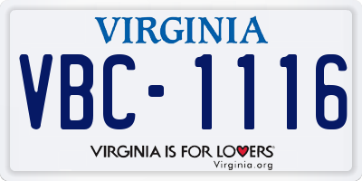 VA license plate VBC1116