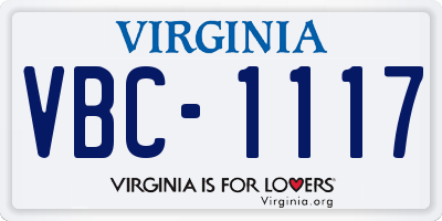 VA license plate VBC1117