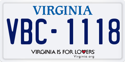 VA license plate VBC1118
