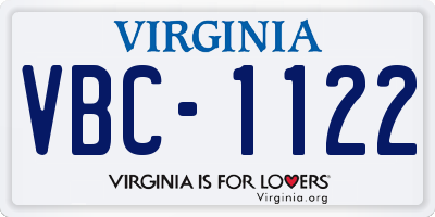 VA license plate VBC1122