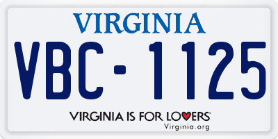 VA license plate VBC1125