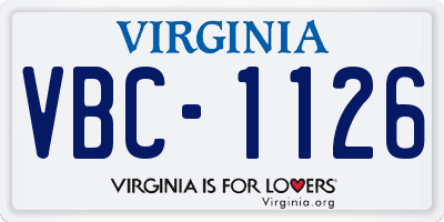 VA license plate VBC1126