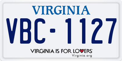 VA license plate VBC1127