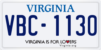 VA license plate VBC1130