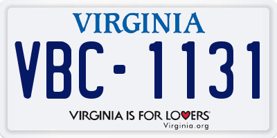 VA license plate VBC1131