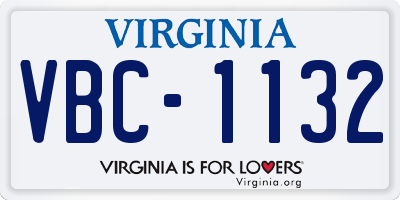 VA license plate VBC1132