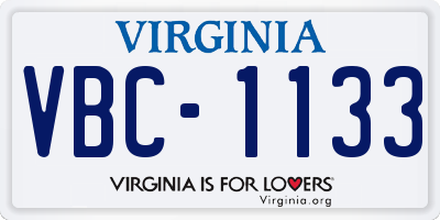 VA license plate VBC1133
