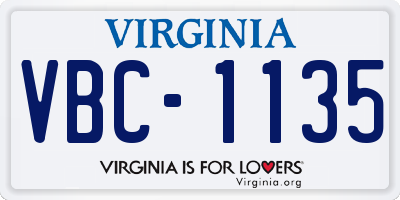 VA license plate VBC1135