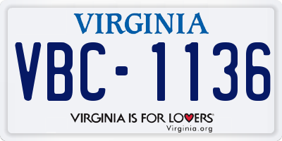 VA license plate VBC1136