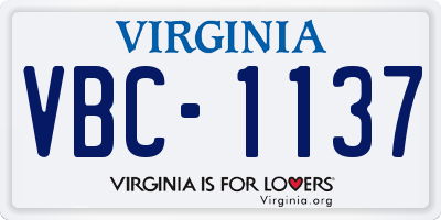 VA license plate VBC1137