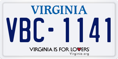 VA license plate VBC1141