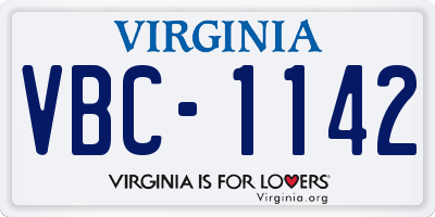 VA license plate VBC1142