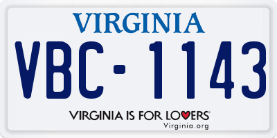 VA license plate VBC1143