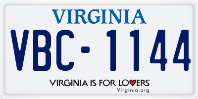 VA license plate VBC1144
