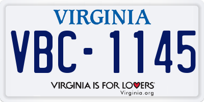 VA license plate VBC1145
