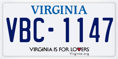 VA license plate VBC1147