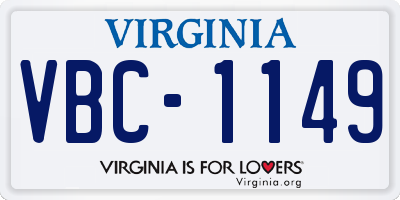 VA license plate VBC1149