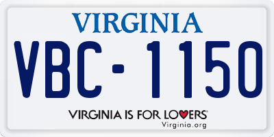 VA license plate VBC1150