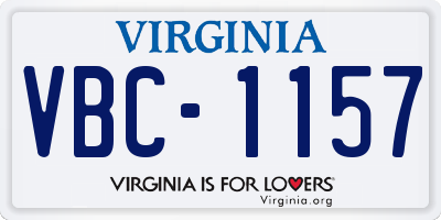 VA license plate VBC1157