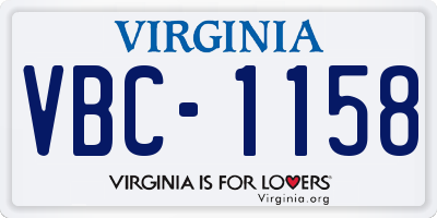 VA license plate VBC1158