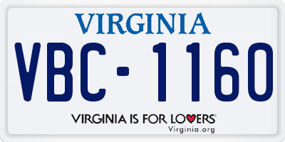 VA license plate VBC1160