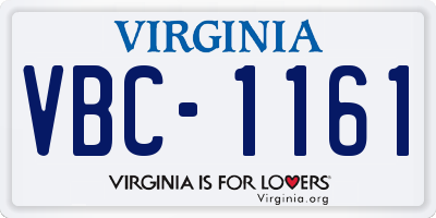 VA license plate VBC1161
