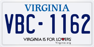 VA license plate VBC1162