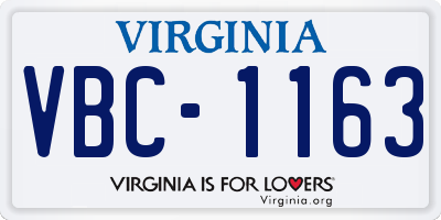 VA license plate VBC1163