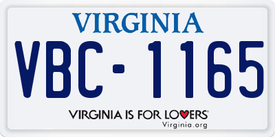 VA license plate VBC1165
