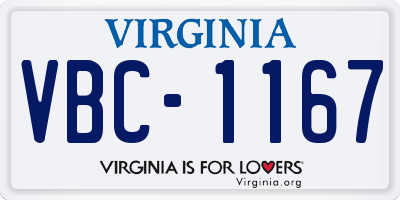 VA license plate VBC1167