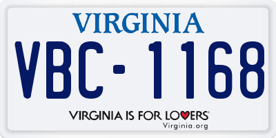 VA license plate VBC1168