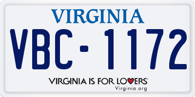 VA license plate VBC1172