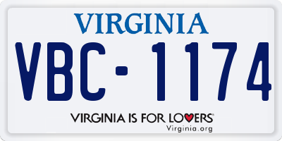 VA license plate VBC1174