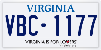 VA license plate VBC1177