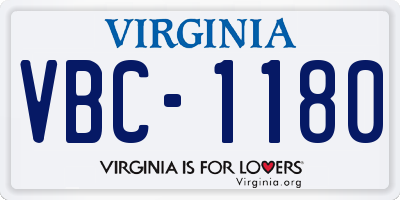 VA license plate VBC1180