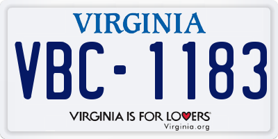 VA license plate VBC1183