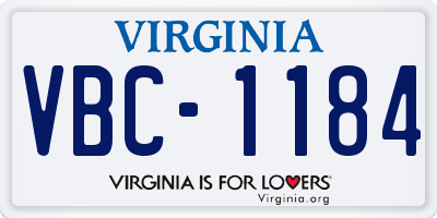 VA license plate VBC1184
