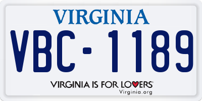 VA license plate VBC1189