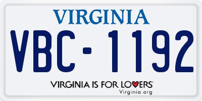 VA license plate VBC1192