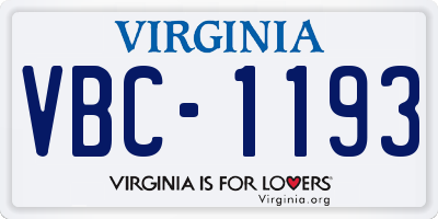 VA license plate VBC1193