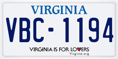 VA license plate VBC1194