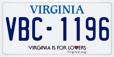 VA license plate VBC1196