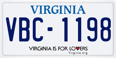 VA license plate VBC1198