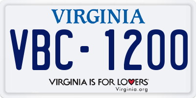 VA license plate VBC1200