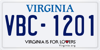 VA license plate VBC1201
