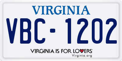 VA license plate VBC1202