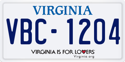 VA license plate VBC1204
