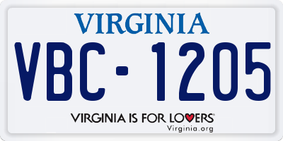 VA license plate VBC1205